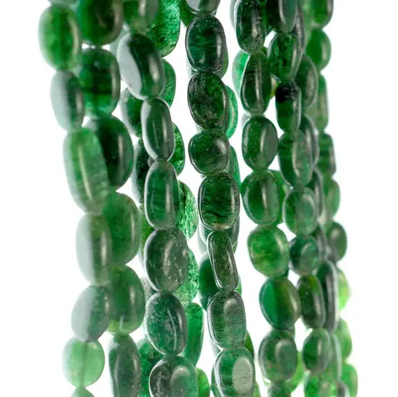 10x7-13x10mm Green Moss Aventurine Gemstone Pebble Nugget Loose Beads 13-14 Inch Full Strand (90185167-892)