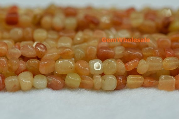 15.5" 3~5mm Natural Red Aventurine Pebbles Beads, Small Red Aventurine Stone Pebbles, Red Aventurine Potato Beads, Small Nugget Beads