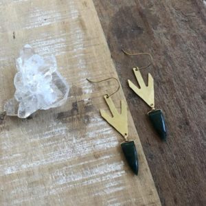 Shop Aventurine Earrings! Clearance Hammered brass arrow earrings with green aventurine | Natural genuine Aventurine earrings. Buy crystal jewelry, handmade handcrafted artisan jewelry for women.  Unique handmade gift ideas. #jewelry #beadedearrings #beadedjewelry #gift #shopping #handmadejewelry #fashion #style #product #earrings #affiliate #ad