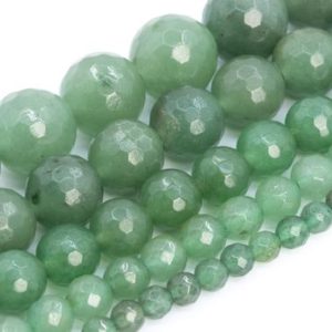 Shop Aventurine Faceted Beads! Green Aventurine Beads Grade AAA Genuine Natural Gemstone Micro Faceted Round Loose Beads 6MM 8MM 10MM Bulk Lot Options | Natural genuine faceted Aventurine beads for beading and jewelry making.  #jewelry #beads #beadedjewelry #diyjewelry #jewelrymaking #beadstore #beading #affiliate #ad