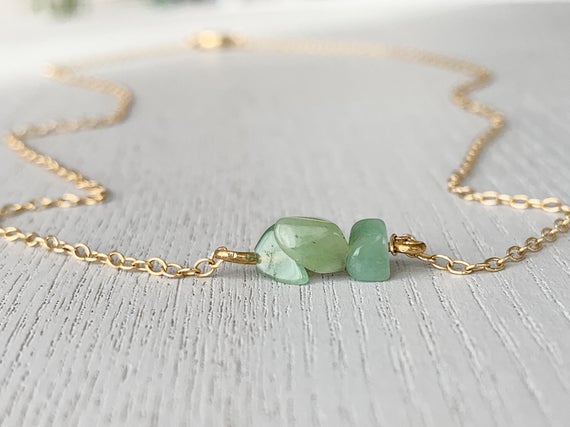 Aventurine Necklace Gold Or Silver Crystal Jewelry, Green Gemstone Necklace, Heart Chakra Necklace, Green Aventurine Crystal Necklace