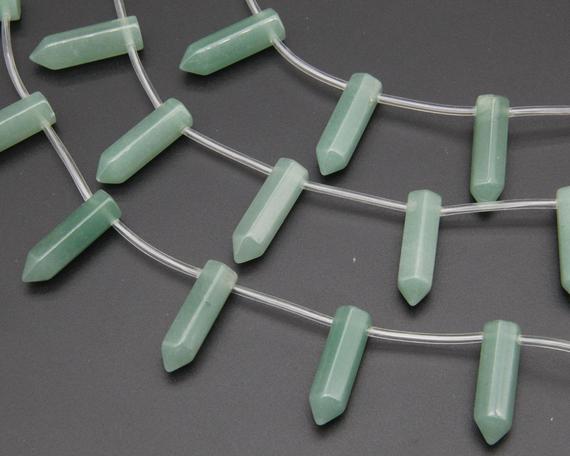 Natural Green Aventurine Faceted Point Beads,for Necklace Beads,jewelry Point Beads,top Drilled Point Beads,8x12mm Gemstone Point Diy Beads.