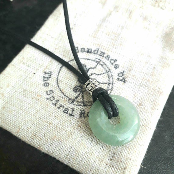 Teen Boys Necklace, Small Gemstone Donut  Pendant For Him,  Vegan Gift For Nature Lover, Stone Collecter