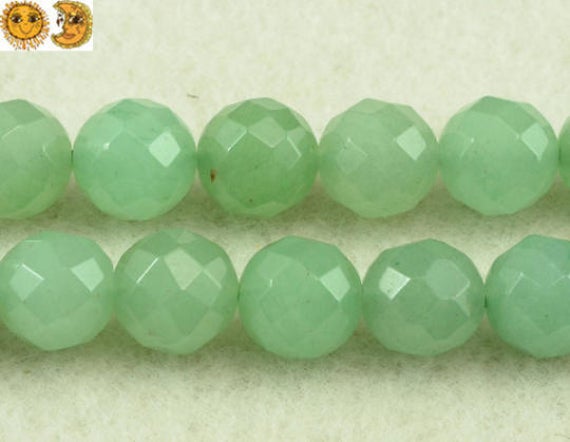 Aventurine,15 Inch Full Strand Green Aventurine Faceted(64 Faces) Round Beads 3mm 6mm 8mm 10mm 12mm 14mm For Choice