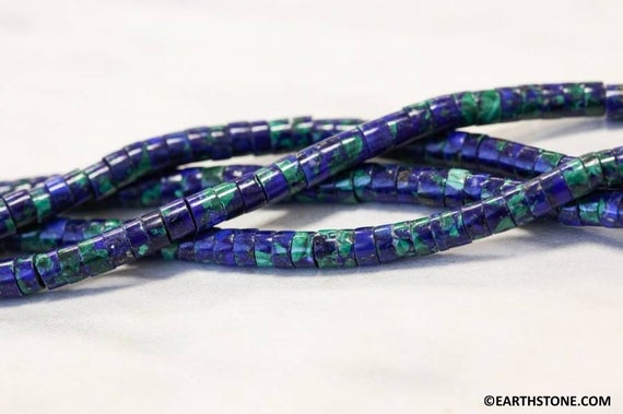 S/ Azurite Malachite 4mm/ 3mm Heishi Beads 15.5 Inches Strand Routinely Enhanced Blue/green Mixed Beads For Jewelry Making