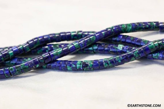 S/ Azurite Malachite 4mm/ 3mm Heishi Beads 15.5" Strand Routinely Enhanced Blue/green Gemstone Beads For Jewelry Making