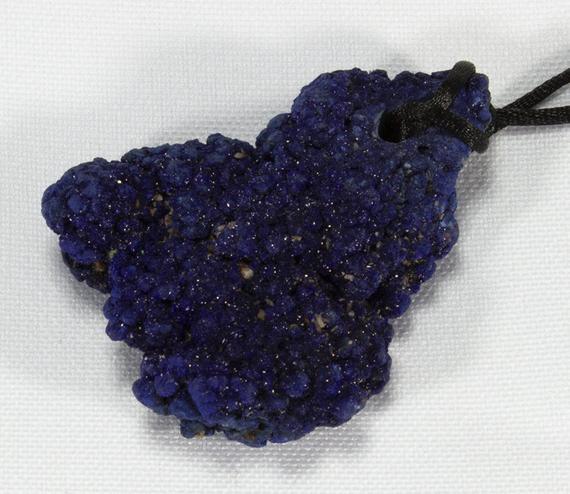 Azurite Pendant, Natural Specimen And Fitted With Cord, Raw Azurite Necklace