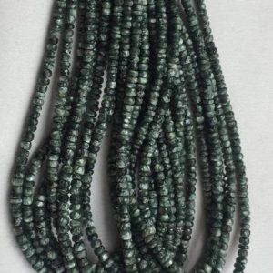 Shop Seraphinite Beads! Bead Seraphinite Green Rondelle faceted 4 to 5mm graduated 16" each, designer quality beads | Natural genuine rondelle Seraphinite beads for beading and jewelry making.  #jewelry #beads #beadedjewelry #diyjewelry #jewelrymaking #beadstore #beading #affiliate #ad