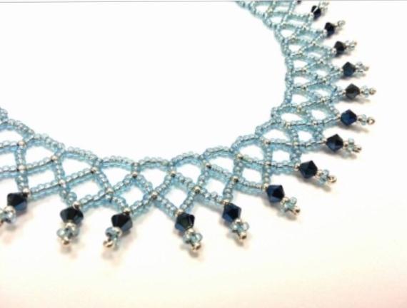 Beaded Netted Collar Beading Pattern Using Swarovski Beading Tutorials