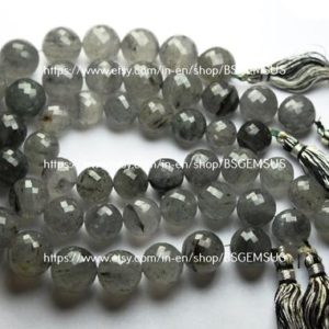 Shop Black Tourmaline Faceted Beads! 8 Inches Strand,Natural Black Tourmaline Quartz  Faceted Round Balls,Size 11-12mm | Natural genuine faceted Black Tourmaline beads for beading and jewelry making.  #jewelry #beads #beadedjewelry #diyjewelry #jewelrymaking #beadstore #beading #affiliate #ad