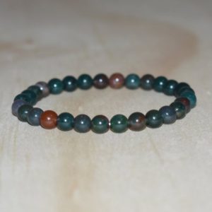 Shop Bloodstone Bracelets! 6mm Bloodstone Bracelet, Heliotrope Bracelet for Men, Bracelet for Women, Bloodstone Jewelry, Custom Bracelet, Gemstone Bracelet, Healing | Natural genuine Bloodstone bracelets. Buy handcrafted artisan men's jewelry, gifts for men.  Unique handmade mens fashion accessories. #jewelry #beadedbracelets #beadedjewelry #shopping #gift #handmadejewelry #bracelets #affiliate #ad
