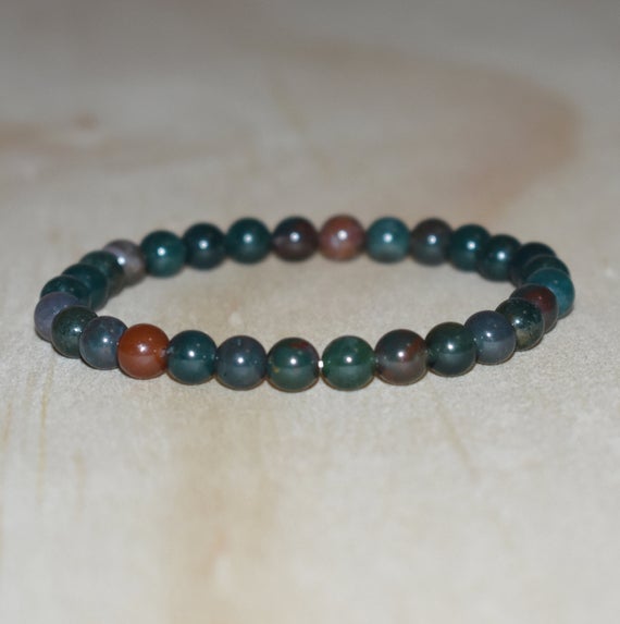 6mm Bloodstone Bracelet, Heliotrope Bracelet For Men, Indian Bloodstone Bracelet For Women, Bloodstone Jewelry, Gemstone Bracelet, Healing