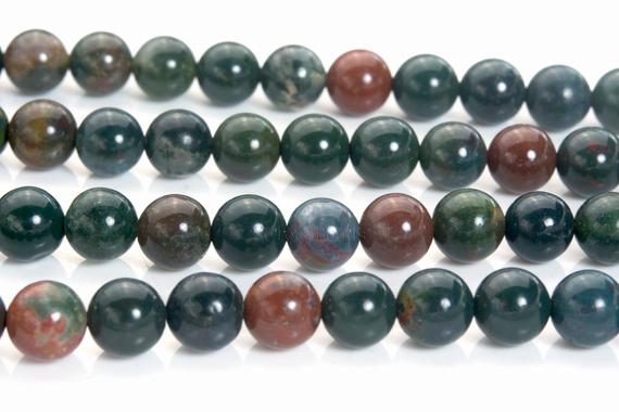 Bloodstone Beads - Natural Bloodstone Necklace  Beads - Indian Bloodstone Jewelry Gemstones - Blood Stone Round Beads - 6-10mm Beads -15inch