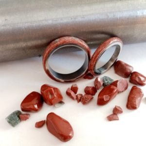 Shop Bloodstone Rings! Bloodstone rings, Raw stone rings, Wedding bands his and hers, Matching wedding bands, Cool wedding bands, Titanium wedding band, Red stone | Natural genuine Bloodstone rings, simple unique alternative gemstone engagement rings. #rings #jewelry #bridal #wedding #jewelryaccessories #engagementrings #weddingideas #affiliate #ad