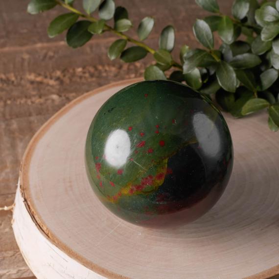 Heliotrope  Bloodstone Crystal Sphere - Large, Crystal Ball, Housewarming Gift, Home Decor, E0956