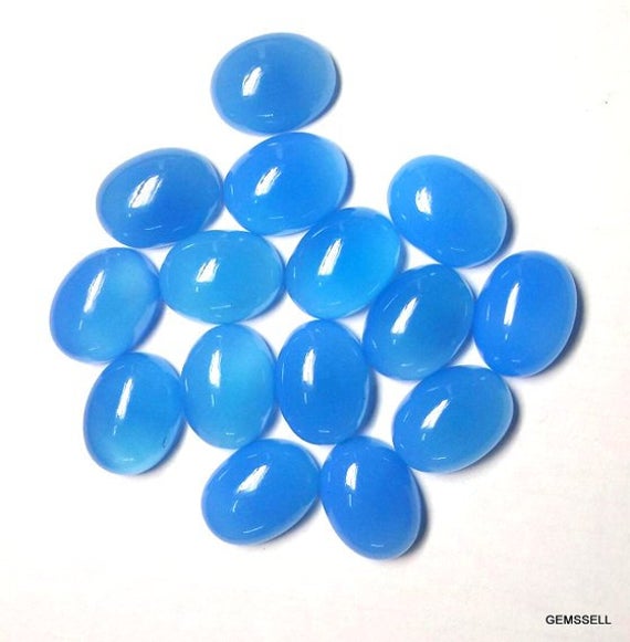 1 Pieces 12x16mm Blue Chalcedony Cabochon Oval Loose Gemstone, Blue Chalcedony Oval Cabochon Aaa Quality Gemstone, Blue Chalcedony Caboichon