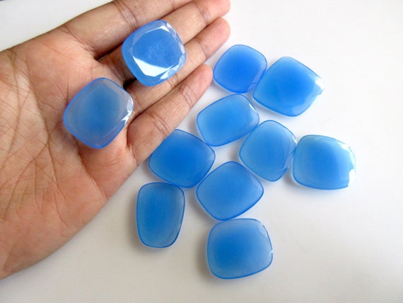 2 Pieces 26mm To 28mm Each Huge Blue Chalcedony Rose Cut Loose Cabochons Gfj