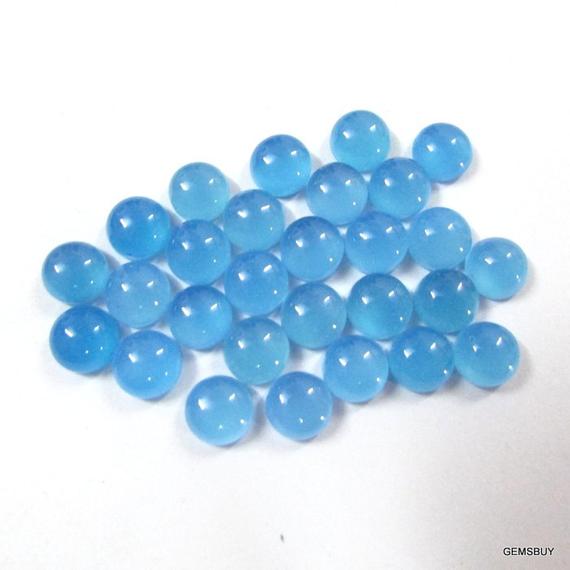 5 Or 10 Piece 8mm Blue Chalcedony Cabochon Round Gemstone, 8mm Blue Chalcedony Round Cabochon Gemstone, Blue Chalcedony Cabochon Aaa Quality