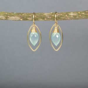 Shop Blue Chalcedony Earrings! Blue Chalcedony Earrings, Gemstone Earrings / Handmade Jewelry / Everyday Earrings, Gold Hoop Earrings, Dainty Earrings, Bridal Earrings | Natural genuine Blue Chalcedony earrings. Buy handcrafted artisan wedding jewelry.  Unique handmade bridal jewelry gift ideas. #jewelry #beadedearrings #gift #crystaljewelry #shopping #handmadejewelry #wedding #bridal #earrings #affiliate #ad