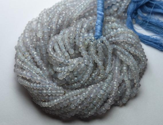 13 Inches Strand,natural Holly Blue Chalcedony Faceted Rondelles Shape Beads,size 3.30mm