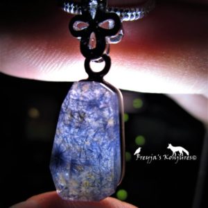 Shop Dumortierite Pendants! Reserved for dear Traci – Blue Dumortierite in Quartz Petite Statement Pendant with White Topaz Accents – "Moon Sprites" | Natural genuine Dumortierite pendants. Buy crystal jewelry, handmade handcrafted artisan jewelry for women.  Unique handmade gift ideas. #jewelry #beadedpendants #beadedjewelry #gift #shopping #handmadejewelry #fashion #style #product #pendants #affiliate #ad