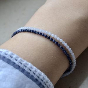 Shop Blue Lace Agate Jewelry! Anxiety Bracelet – Light Blue Lace Agate Bracelet, Delicate Bracelet Femme, Dainty 2mm Blue Gemstone Bracelet – Womens Strength Bracelet | Natural genuine Blue Lace Agate jewelry. Buy crystal jewelry, handmade handcrafted artisan jewelry for women.  Unique handmade gift ideas. #jewelry #beadedjewelry #beadedjewelry #gift #shopping #handmadejewelry #fashion #style #product #jewelry #affiliate #ad