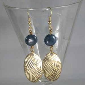 Shop Dumortierite Earrings! Bronze and dumortierite | Natural genuine Dumortierite earrings. Buy crystal jewelry, handmade handcrafted artisan jewelry for women.  Unique handmade gift ideas. #jewelry #beadedearrings #beadedjewelry #gift #shopping #handmadejewelry #fashion #style #product #earrings #affiliate #ad
