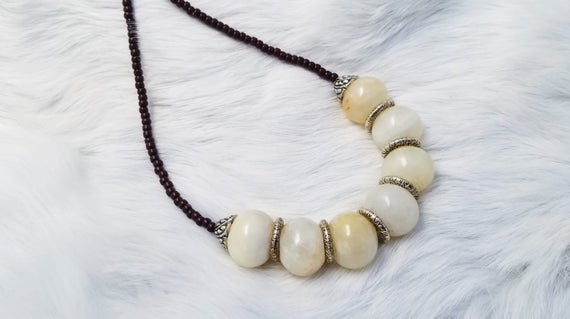 Calcite 'vanilla' Necklace / Genuine Gemstone Necklace / Alabaster / Gift For Her