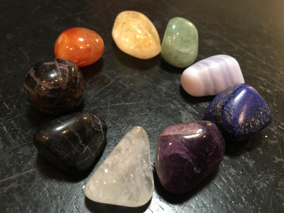 Chakra Stone Set - 9 Piece Chakra Crystal Set - Tumbled Chakra Stones - Crystals - Chakra Balancing - Beginner Crystal Starter Kit