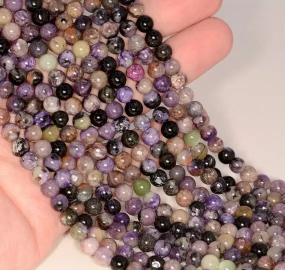 7mm Purple Genuine Charoite Gemstone Grade Ab Round Loose Beads 15.5 Inch Full Strand Bulk Lot 1,2,6,12,50 (80009744-a181)