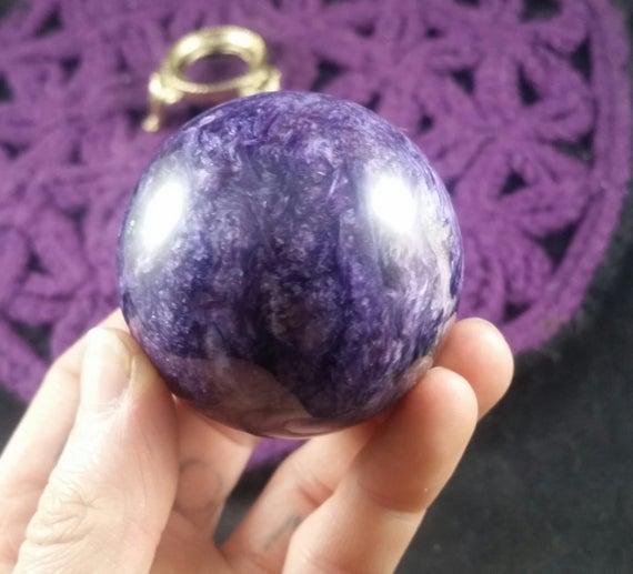 Charoite Sphere Crystals Russian Stones Purple Crystal Ball Polished Marble 50mm Choose Your Stand Rare Russia