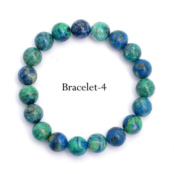 Chrysocolla Stretch Bracelet, Blue Green Chrysocolla Bracelet, Beaded Bracelet, 10mm Chrysocolla Stacking Bracelet, Bracelet For Man