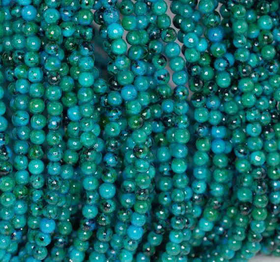 4mm Turquoise Chrysocolla Gemstone Round 4mm Loose Beads 15.5 Inch Full Strand (90114163-206)