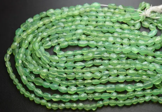 11 Inches Strand,chrysoprase Chalcedony Faceted Fancy Nuggets Shape, Size. 5-6mm