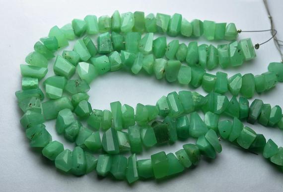7 Inch Strand,natural Chrysoprase Faceted Fancy Nuggets  Shape Size 7-8mm