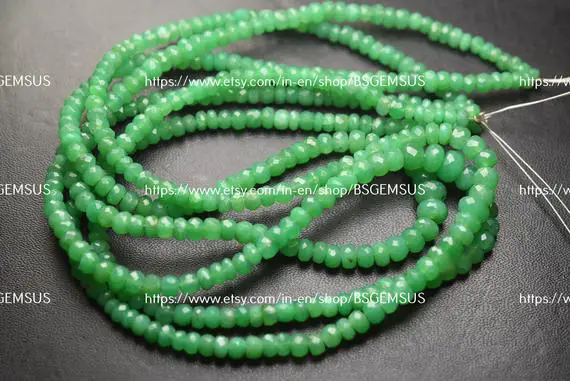 15 Inches Strand, Natural Chrysoprase Faceted Rondelles,size 4-5.5mm