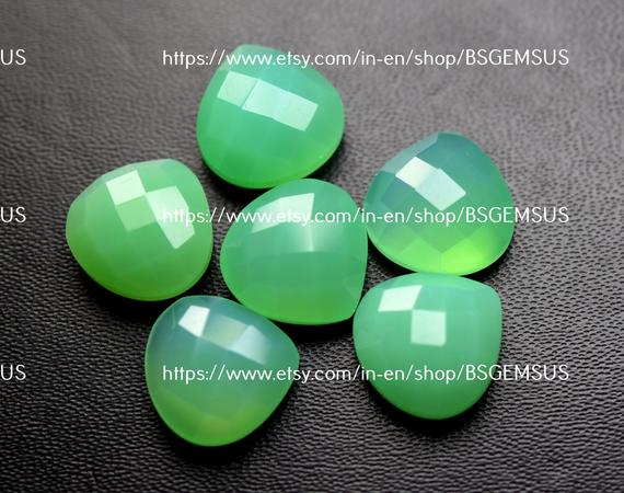 5 Pcs,chrysoprase Chalcedony Faceted  Heart Shape ,size 12mm