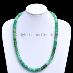 Shop Chrysoprase Necklaces! Chrysoprase Natural Gemstone Smooth Tyre Beaded Necklace, 7-7.5mm Green Chrysoprase AAA++ Beads Necklace, Birthday Gift, Gift For Her | Natural genuine Chrysoprase necklaces. Buy crystal jewelry, handmade handcrafted artisan jewelry for women.  Unique handmade gift ideas. #jewelry #beadednecklaces #beadedjewelry #gift #shopping #handmadejewelry #fashion #style #product #necklaces #affiliate #ad