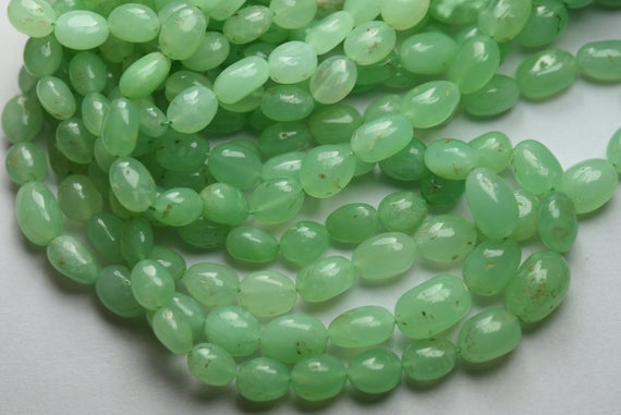 14 Inches Strand,natural Chrysoprase Smooth Oval Beads,size 6-11mm