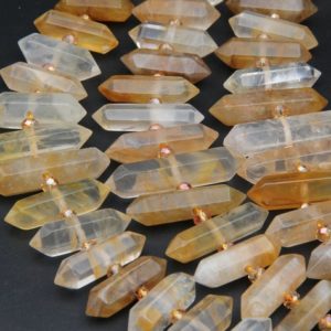 Shop Citrine Bead Shapes! Genuine Citrine Beads,Obelisk Crystals Quartz,Double Large Crystals Tower Beads,Center Drilled Healing Crystals Quartz Point Gemstone Beads. | Natural genuine other-shape Citrine beads for beading and jewelry making.  #jewelry #beads #beadedjewelry #diyjewelry #jewelrymaking #beadstore #beading #affiliate #ad