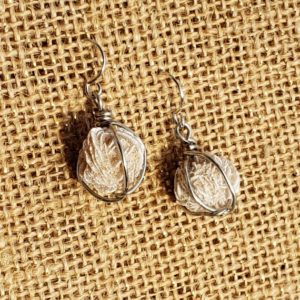 Desert Rose Selenite Earrings: Wire Wrapped Selenite Balls White and Beige Bladed Roses Mineral Specimen Earring Pair Hippie Boho Bohemian | Natural genuine Gemstone earrings. Buy crystal jewelry, handmade handcrafted artisan jewelry for women.  Unique handmade gift ideas. #jewelry #beadedearrings #beadedjewelry #gift #shopping #handmadejewelry #fashion #style #product #earrings #affiliate #ad