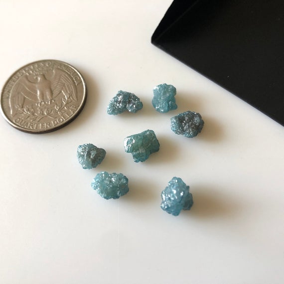 2 Pieces 8mm To 9mm Light Blue Rough Raw Diamond Loose Natural Rough Diamond For Ring Earring Dds651/5