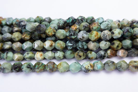 African Turquoise Star Cut Beads - Pale Green Stone Beads - Craft Supplies Online -semi Precious Stone Beads -gemstone Beads For Sale