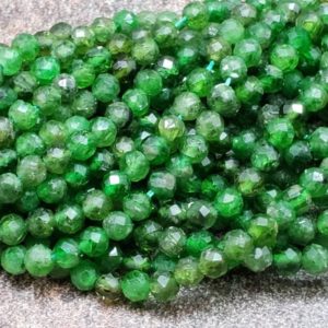 Shop Diopside Faceted Beads! 3mm Natural Chrome Diopside Faceted Round Beads, 13 inch | Natural genuine faceted Diopside beads for beading and jewelry making.  #jewelry #beads #beadedjewelry #diyjewelry #jewelrymaking #beadstore #beading #affiliate #ad
