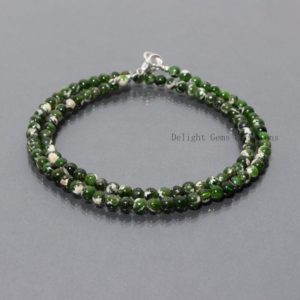 Shop Diopside Necklaces! Natural Chrome Diopside Beaded Necklace, 4.5mm Smooth Round Beads Necklace, Green Chrome Diopside Round Necklace, Women's Necklace, Gift | Natural genuine Diopside necklaces. Buy crystal jewelry, handmade handcrafted artisan jewelry for women.  Unique handmade gift ideas. #jewelry #beadednecklaces #beadedjewelry #gift #shopping #handmadejewelry #fashion #style #product #necklaces #affiliate #ad