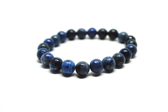 Dumortierite Gemstone Bracelet, Natural Gemstone Mala Style Stretch Bracelet For Women, Gemstone Jewellery For Women, Gift For Her