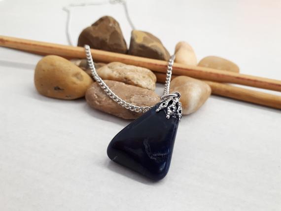 Dumortierite Pendant Necklace, Natural Dumortierite Jewelry, Dumortierite Crystal Necklace For Women, Birthstone Necklace,dumortierite Charm