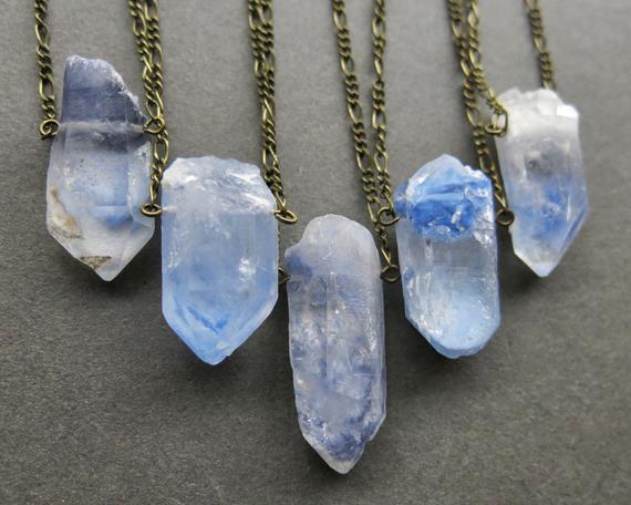 Dumortierite Quartz Necklace - Rare Crystal Necklace - Blue Quartz Pendant - Raw Crystal Pendant - Phantom Quartz Necklace - Crystal Jewelry