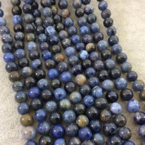 Shop Dumortierite Beads! Dumortierite Beads | 8mm Glossy Finish Natural Mixed Blue Dumortierite Round Beads with 1mm Holes – Loose Gemstone Beads | Natural genuine round Dumortierite beads for beading and jewelry making.  #jewelry #beads #beadedjewelry #diyjewelry #jewelrymaking #beadstore #beading #affiliate #ad