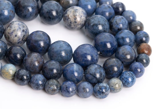 Genuine Natural Blue Dumortierite Loose Beads Round Shape 6mm 8mm 12mm